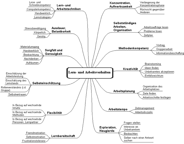 Mindmap Lern- und Arbeitsverhalten